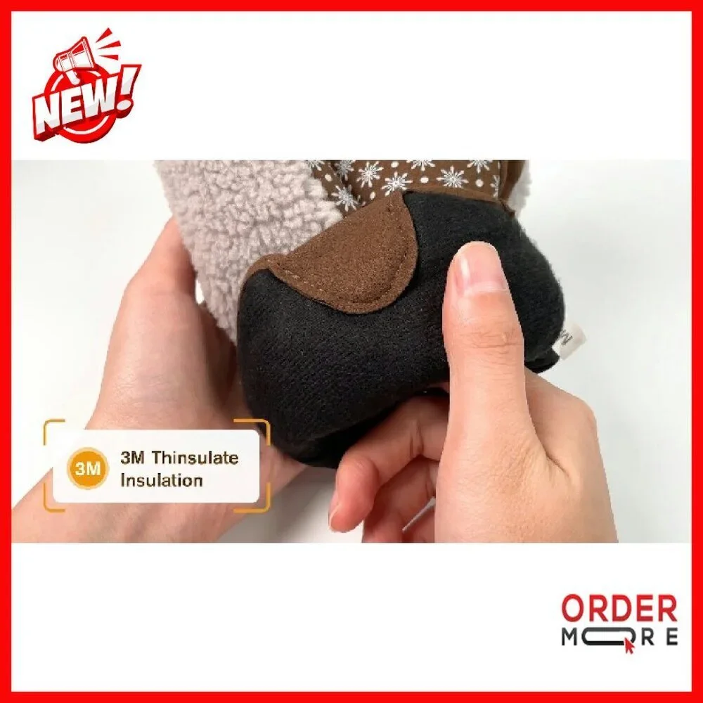 Women's Sherpa Fleece Mittens with Anti-Slip Grip for Winter